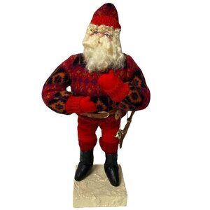 Santa with Sweater and Hat 17" Christmas Holiday Decor Signed By D. Bushmaker